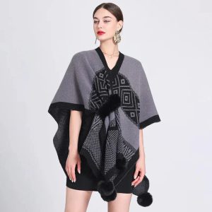 Poncho Gris Mujer 6